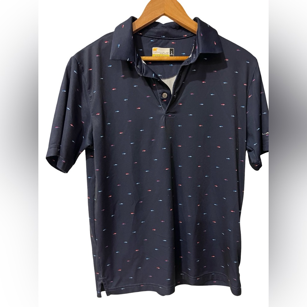 Navy Polo with Multicolor Accents